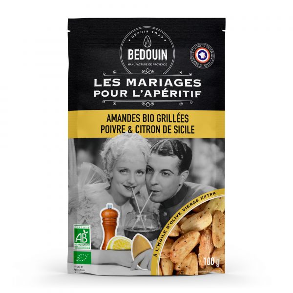 Amandes BIO poivrées au citron de Sicile* 100g