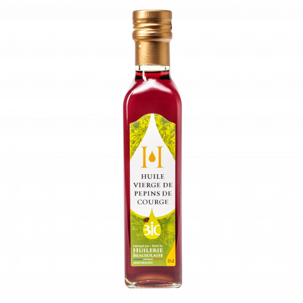 Huile vierge traditionnelle de pépins de courge BIO, 25 cl